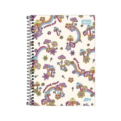 Caderno 1/4 Espiral D+ - Cogumelos - 200 Folhas - Tilibra