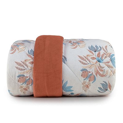 Edredom Dupla Face Blend Malha Casal - Flores de Cerâmica - Altenburg
