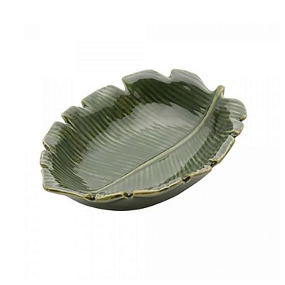Folha Decorativa de Cerâmica Banana Leaf - Verde - 23cm - Lyor