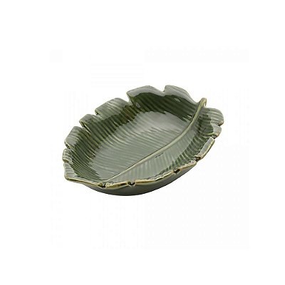 Folha Decorativa de Cerâmica Banana Leaf - Verde - 16cm - Lyor