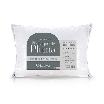 Travesseiro Toque de Pluma - 70cm x 50cm - 400 fios - Lavive