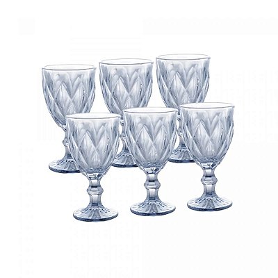 Jogo de Taças Diamond Azul Metalizado - 6 Peças - 325ml - Lyor
