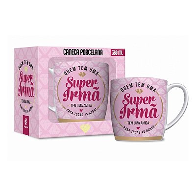 Caneca Porcelana Urban - Super Irmã - 360ml - Brasfoot