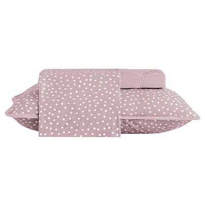 Jogo de Cama Malha Fio Penteado Solteiro - Bits Rosa - 3 Peças - Altenburg