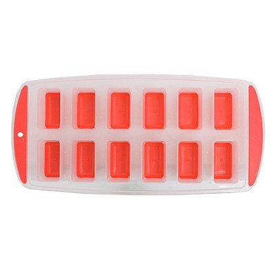 Forma de Silicone para Gelo 12 Cubos - Vermelha - Wincy