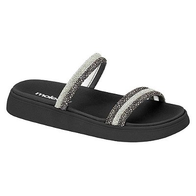 Chinelo Papete Strass Preto - Moleca