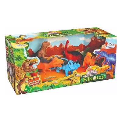 Kit Dinossauros Filhotes - Laranja - Adijomar