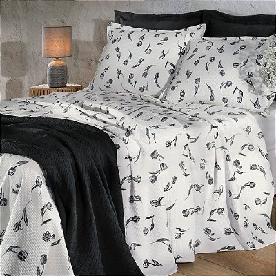 Kit de Colcha Casal Piquet Favo - Tulipa - Döhler