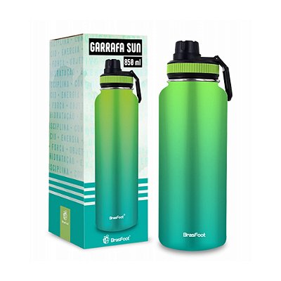 Garrafa Térmica Sun - Verde Degradê - 850ml - Brasfoot