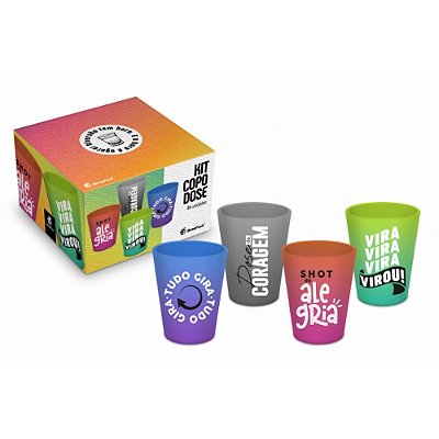 Kit Copo de Dose - Shot da Alegria - 4 Peças - Brasfoot
