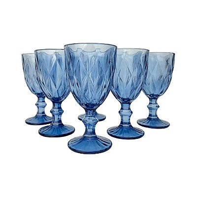 Jogo de Taças Diamante Azul - 330ml - 6 Peças - Class Home