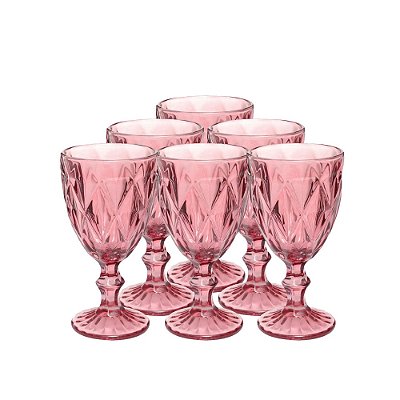 Jogo de Taças Diamante Lilás - 330ml - 6 Peças - Class Home