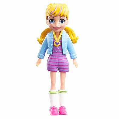 Polly Pocket - Polly Macacão Roxo Listrado - Mattel