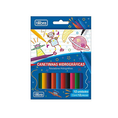 Conjunto de Canetinha Hidrográfica - 12 Cores - Tilibra