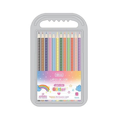 Lápis de Cor Corpo com Glitter - 12 Cores - Tilibra