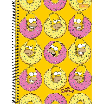 Caderno Espiral Universitário Simpsons - Donuts Homer - 80 Folhas - Tilibra