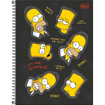 Caderno Espiral Universitário Simpsons - Homer e Bart - 80 Folhas - Tilibra
