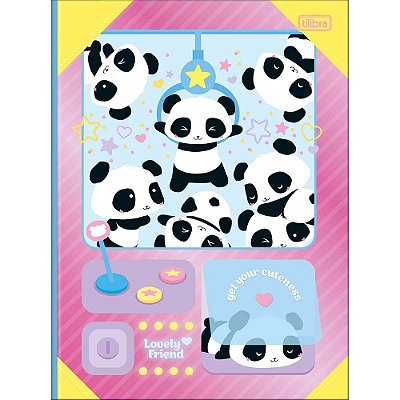 Caderno Brochura Capa Dura Lovely Friend Panda Game - 80 Folhas - Tilibra