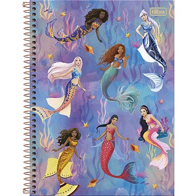 Caderno Espiral A Pequena Sereia - Ariel e Irmãs - 80 Folhas - Tilibra