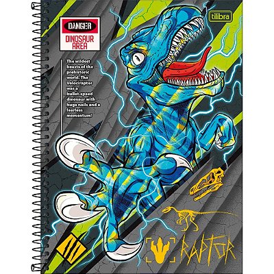 Caderno Raptor - Dinosaur Area - 80 Folhas - Tilibra