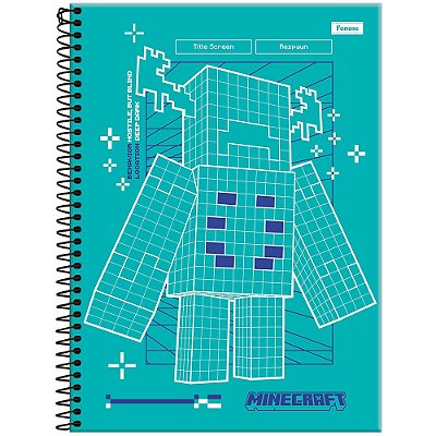 Caderno Capa Dura Universitário Minecraft Deep Dark - 80 Folhas - Foroni