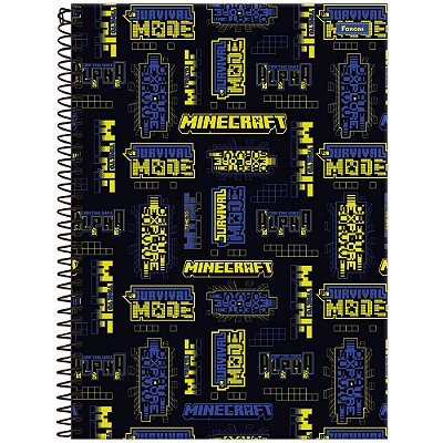 Caderno Capa Dura Universitário Minecraft Simbol - 80 Folhas - Foroni