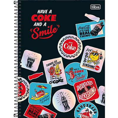Caderno Espiral Coca-Cola Connect - Coke and Smile - 160 Folhas - Tilibra