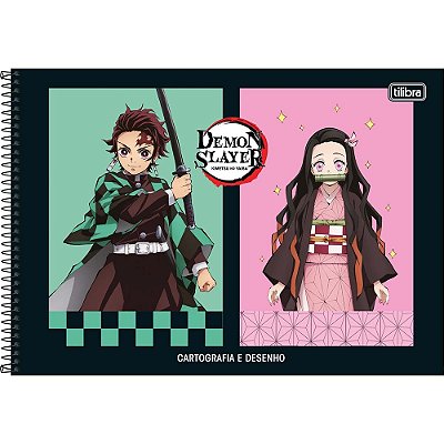 Caderno de Cartografia e Desenho Capa Dura Demon Slayer - 80 Folhas - Tilibra