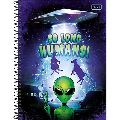 Caderno Capa Dura Connect Orbit So Long Humans - 80 Folhas - Tilibra