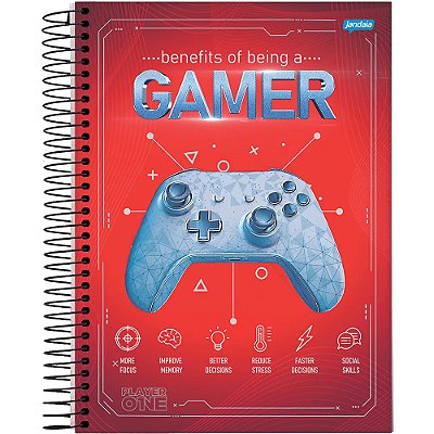 Caderno Espiral Player 1 - Gamer - 80 Folhas - Jandaia