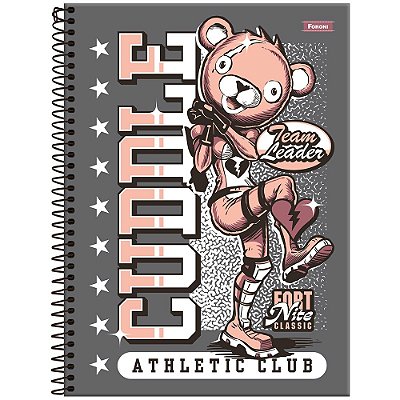 Caderno Espiral Fortnite Urso Team Líder - 160 Folhas - Foroni