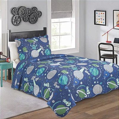 Kit Colcha Evolution Patchwork - Solteiro - Espaço - Camesa