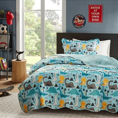 Kit Colcha Studio Mix Kids - Solteiro - Dinos - Corttex