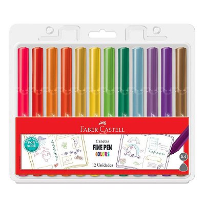 Canetas Fine Pen Color - 12 Cores - Faber Castell
