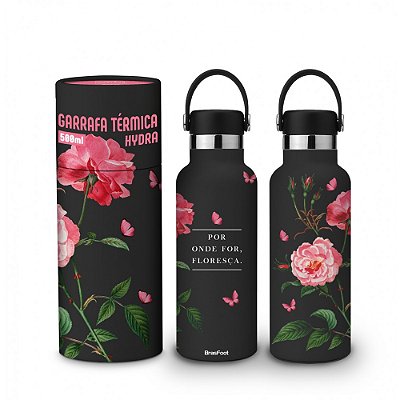 Garrafa Térmica Hydra - Por Onde For Floresça - 500ml - Brasfoot