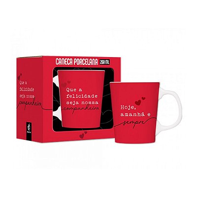 Caneca de Porcelana - 260ml - Hoje, Amanhã e Sempre - Brasfoot