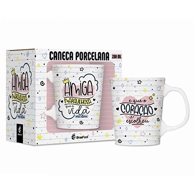 Caneca Porcelana Premium Amiga Maravilhosa - 260ml - Brasfoot