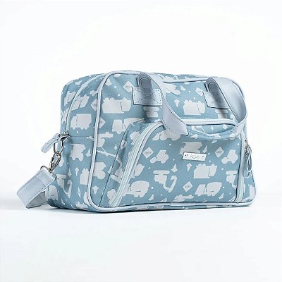 Bolsa Maternidade Caminhões - Média - Azul Bebê - Hug