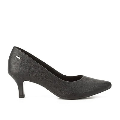Scarpin Feminino Salto Baixo Couro - Preto - Dakota
