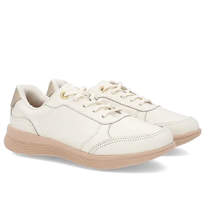 Tênis Feminino Casual Couro - Marfim - Usaflex