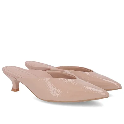 Mule Feminino Couro Verniz - Rose Duna - Usaflex