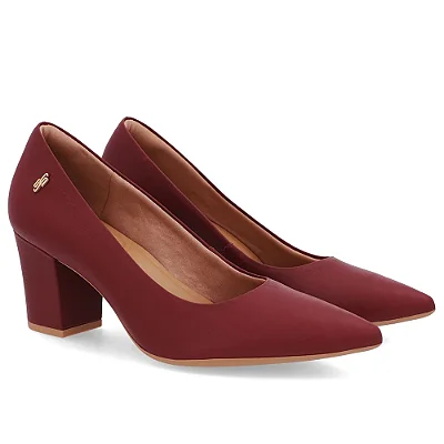Scarpin Feminino Salto Bloco Couro - Rebu - Usaflex