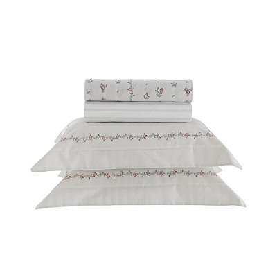 Jogo de Cama Vida Bela Solteiro 200 fios - Florate - Kacyumara