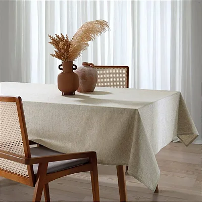 Toalha de Mesa Retangular Linhares - 6 Lugares - Natural - Döhler