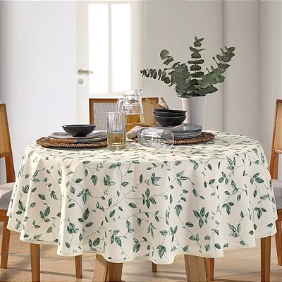 Toalha de Mesa Redonda Athenas 4 Lugares - Botânica - Döhler Clean