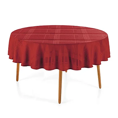 Toalha de Mesa Fragnani Redonda - Vermelha - 6 Lugares - Branco