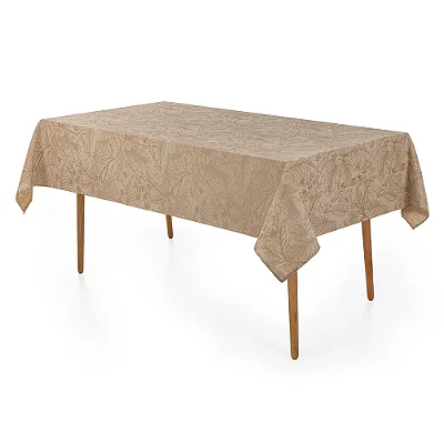 Toalha de Mesa Aurora Retangular Sempre Limpa - Avelã - 8 Lugares - Karsten