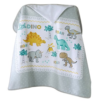 Toalha de Banho Com Capuz Velour - Little Dino - Döhler