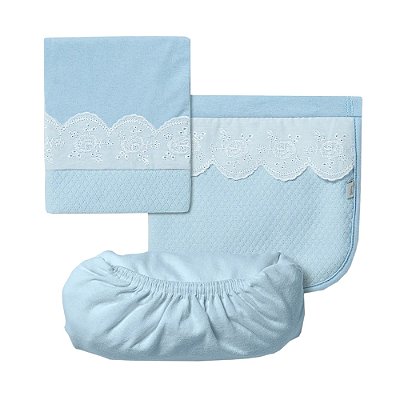 Jogo de Lençol Infantil Premium - Azul - 3 Peças - Hug