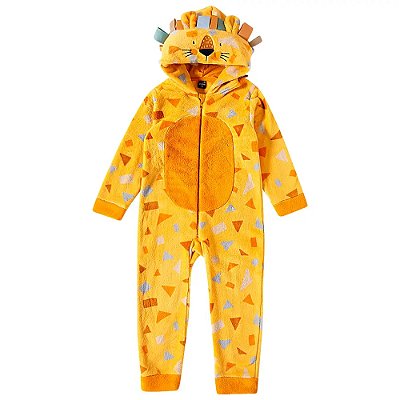 Macacão Infantil Manga Longa Peludinhos - Leão - Tip Top